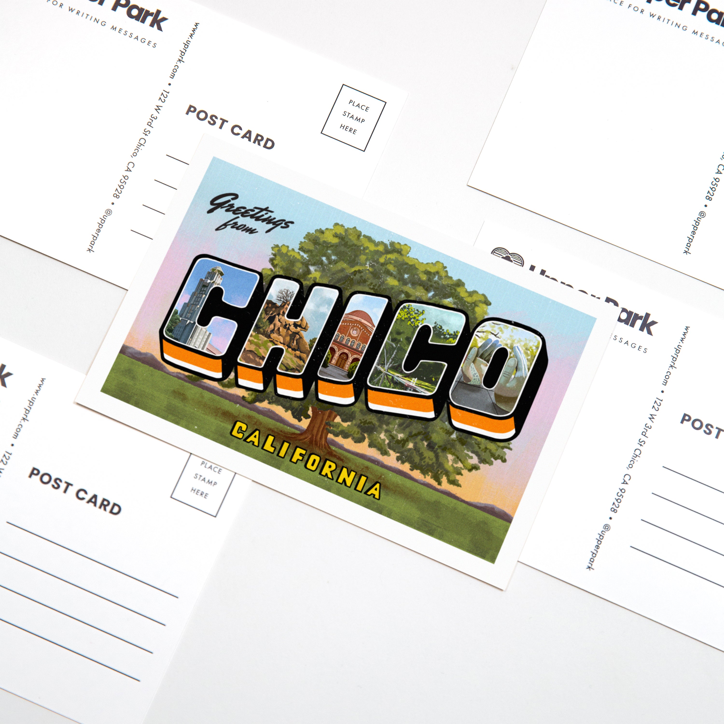 Greetings From Chico Vintage Style Postcard