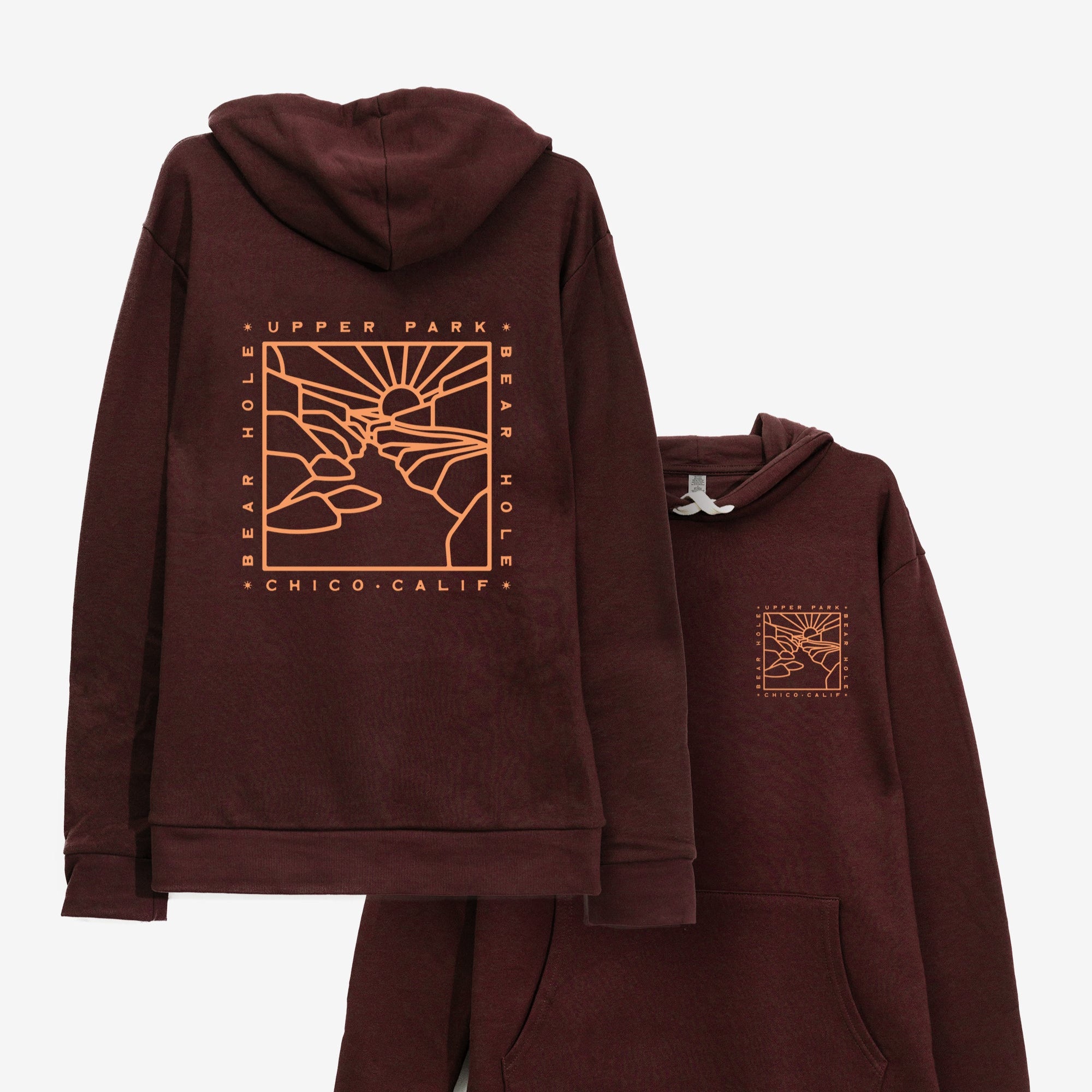 Bear Hole Monoline Hoodie Sweatshirt - Bidwell Park - Upper Park Clothing, Chico CA
