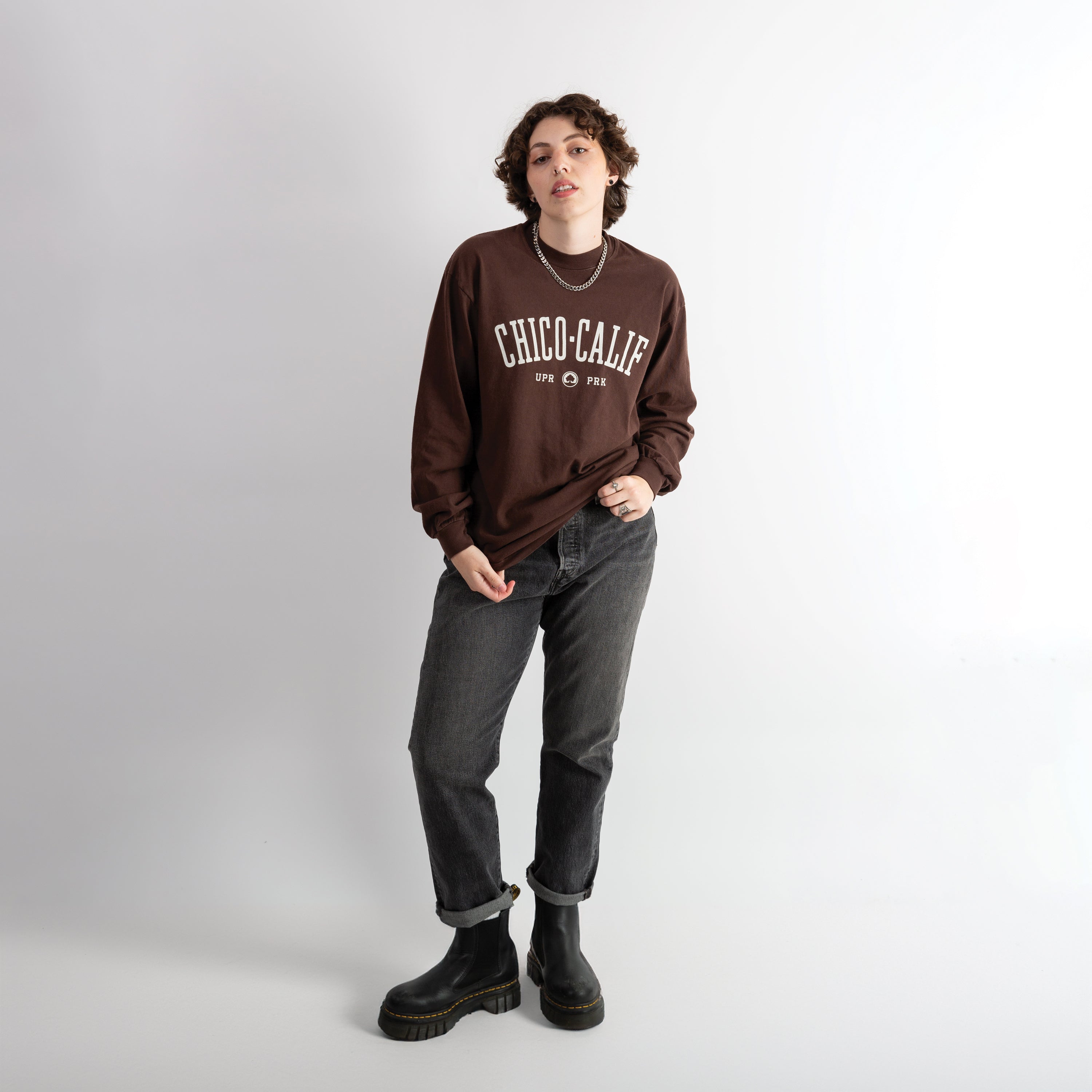 Chico Collegiate Long Sleeve Shirt - Mock Neck Style - Upper Park Clothing - Chico, CA
