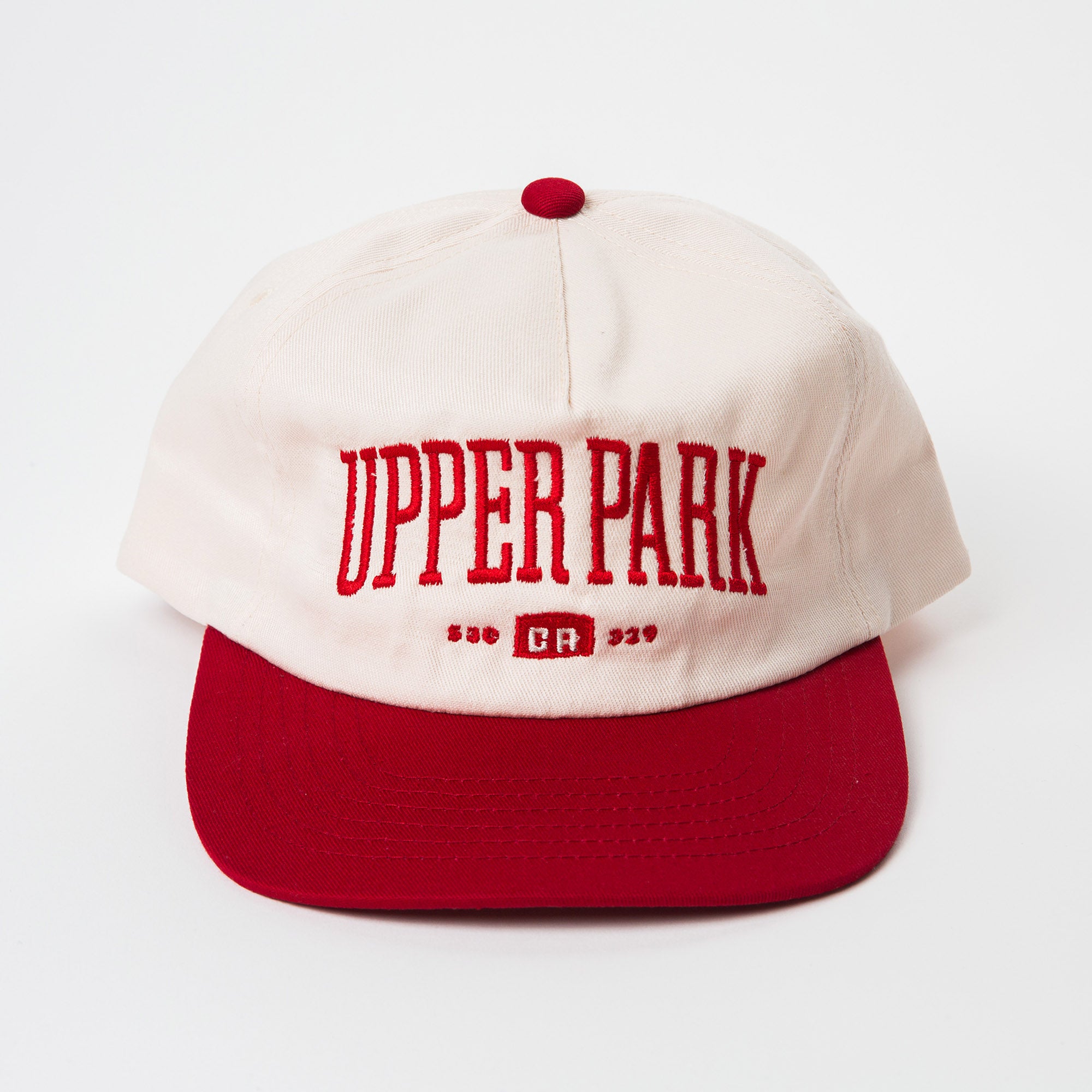 Upper Park Clothing - College Town Hat - Two Tone Vintage Style Hat Cardinal - Chico, Ca