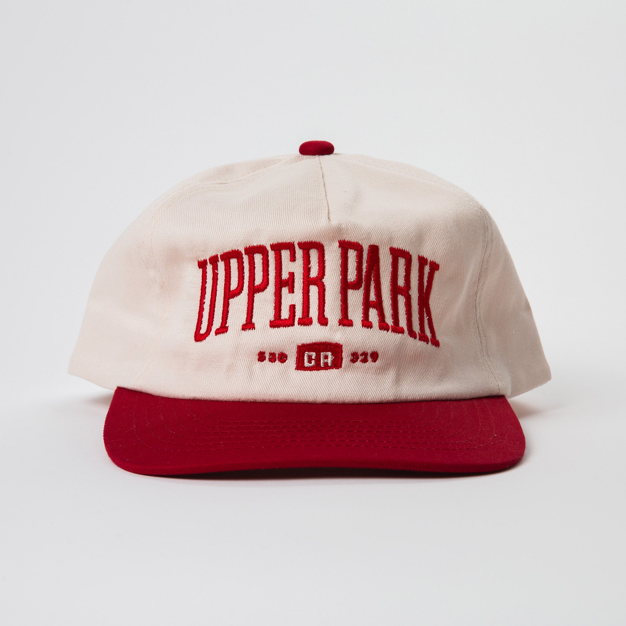 Upper Park Clothing - College Town Hat - Two Tone Vintage Style Hat Cardinal - Chico, Ca