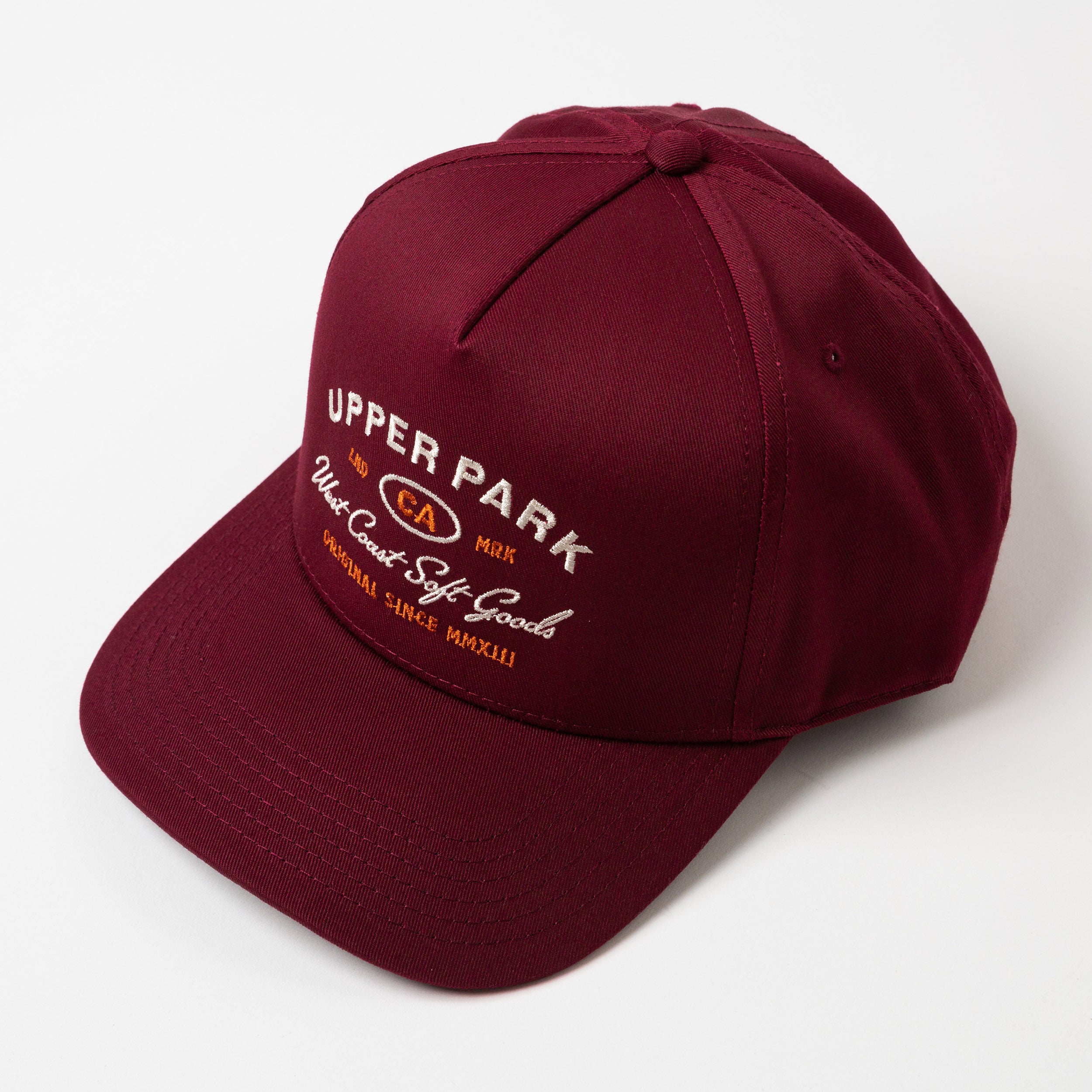 Diego Hat Maroon - Upper Park Clothing - West Coast Soft Goods - California Hat Detail