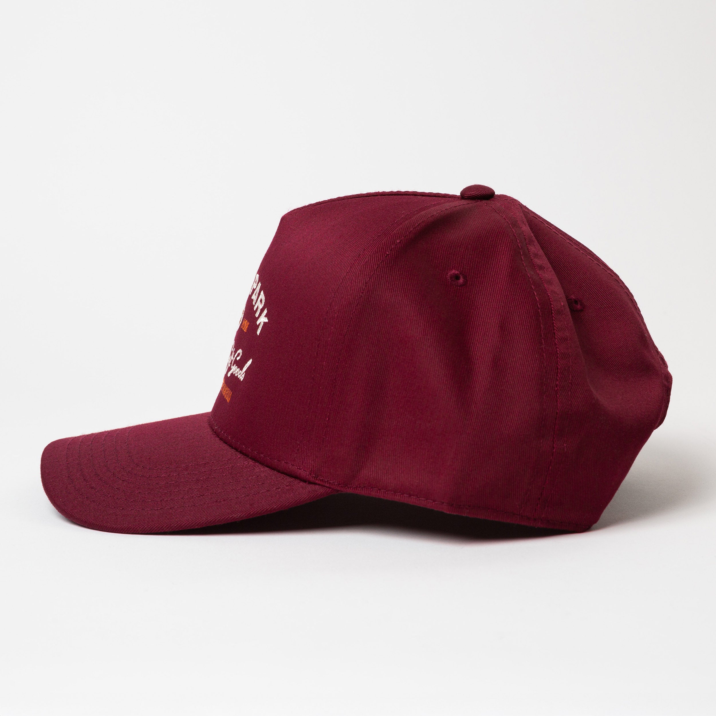 Diego Hat Maroon - Upper Park Clothing - West Coast Soft Goods - California Hat Profile View