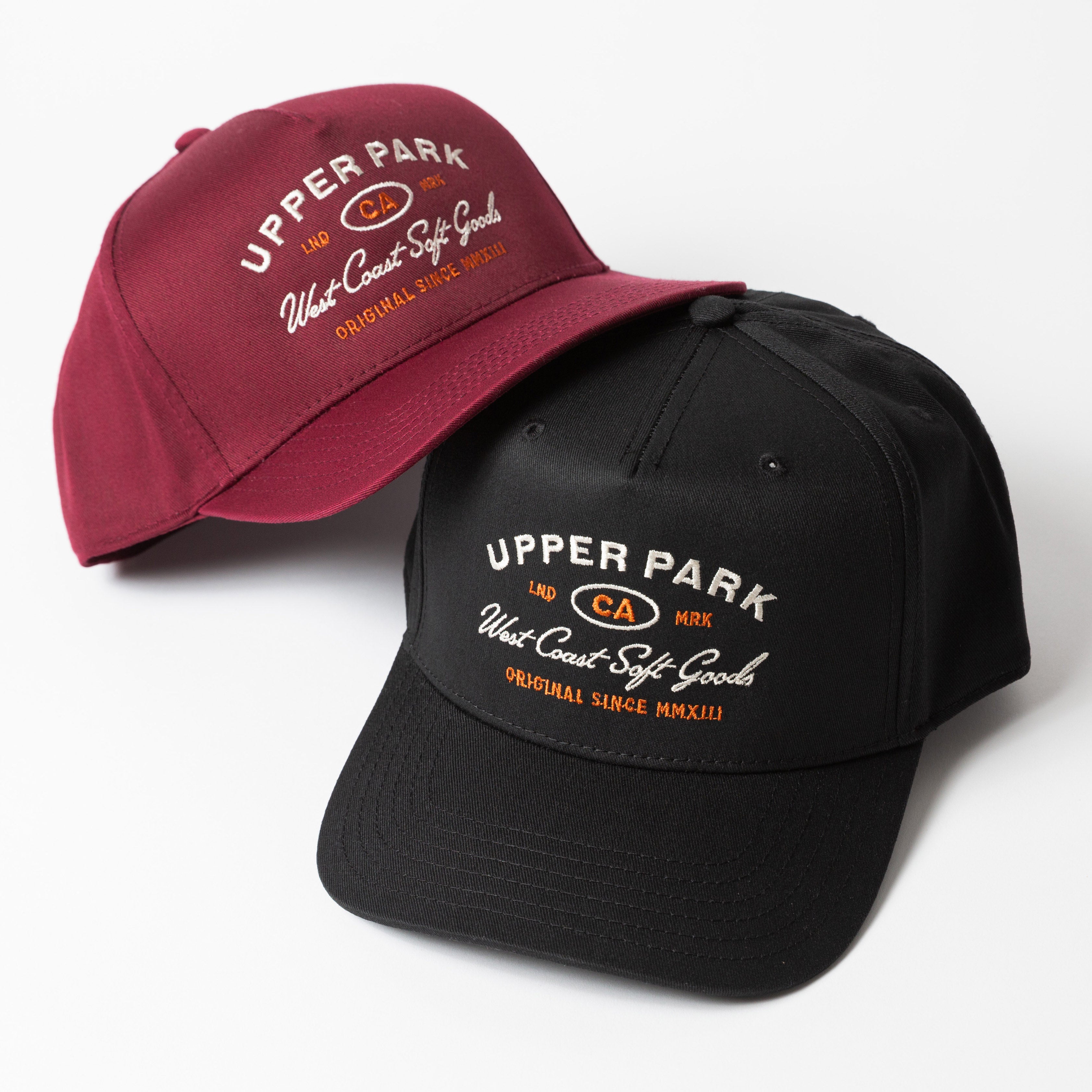 Diego Hat Maroon - Upper Park Clothing - West Coast Soft Goods - California Hat Black and Maroon