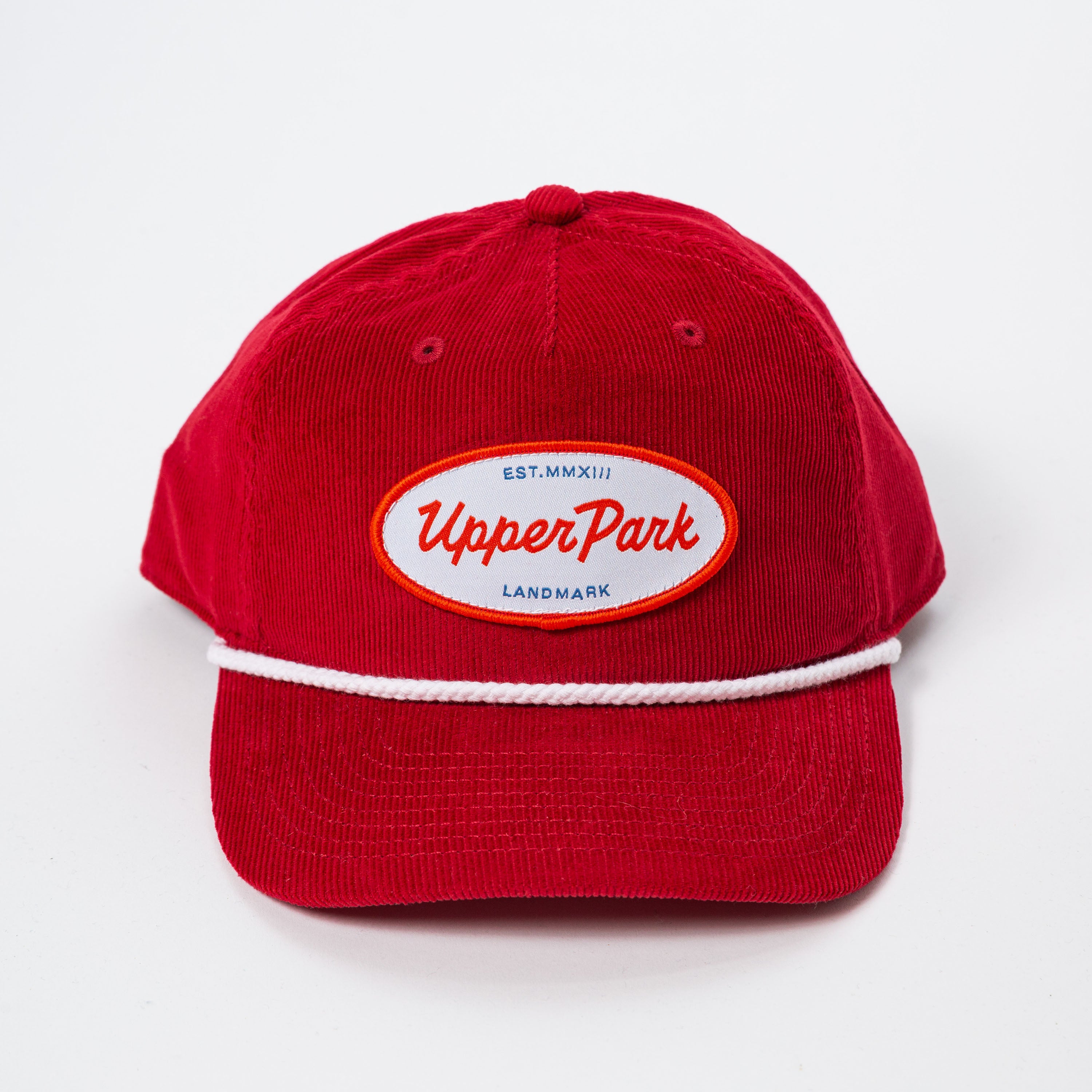 Red hat on white background - Values Corduroy Rope Hat