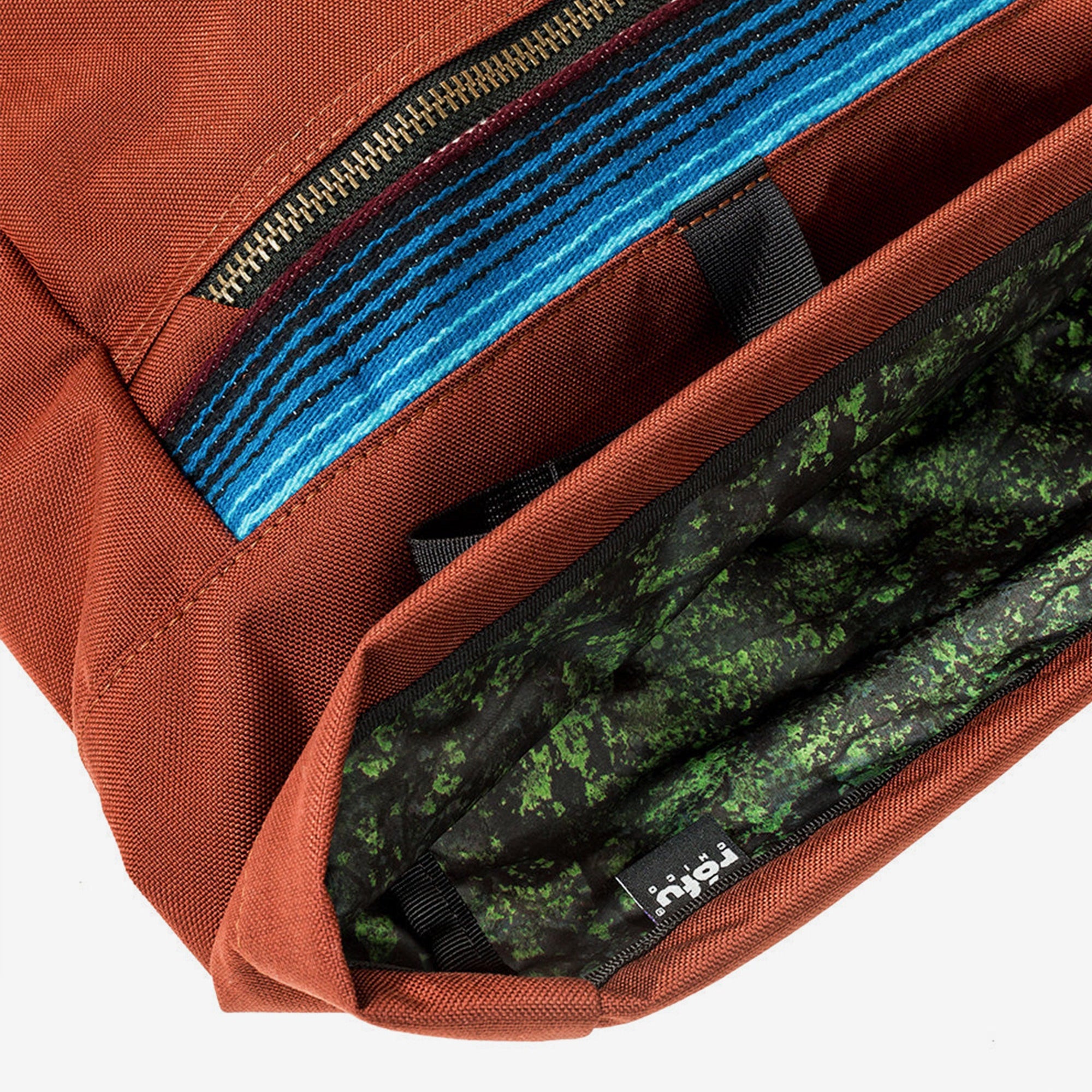 Sycamore Roll Top Backpack - Brick detail