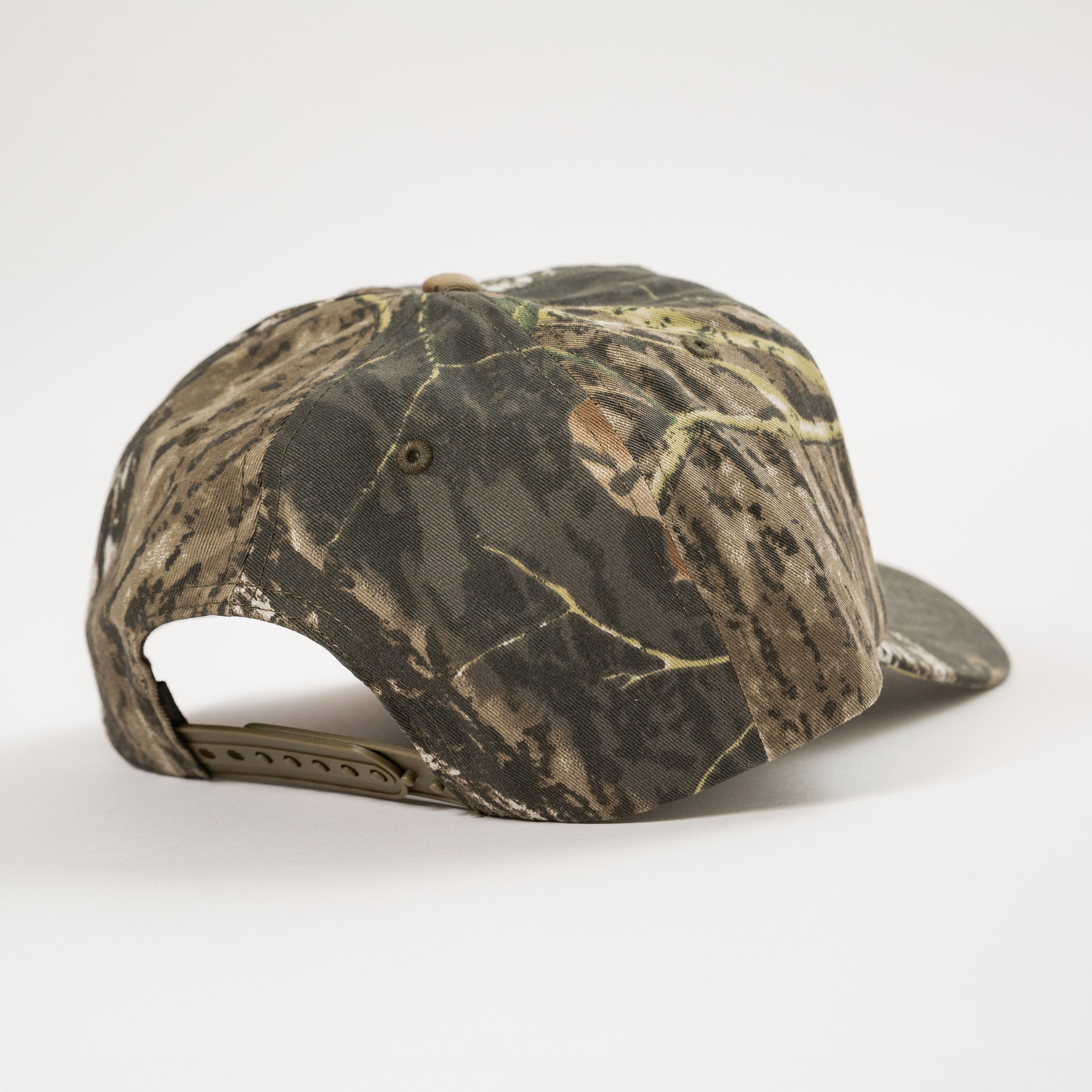 Camouflage-patterned cap on a white background