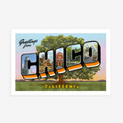 Greetings From Chico Vintage Style Postcard