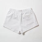 Basics Women's Heavy Fleece Cotton Shorts - White shorts with a pocket on a white background