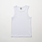 Basic Women's Organic Rib Tank - White tank top on a light gray background