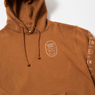 Upper Park Bay Waves Mid weight Hooded Sweatshirt - Brown hoodie with 'Upper Park' logo on a white background