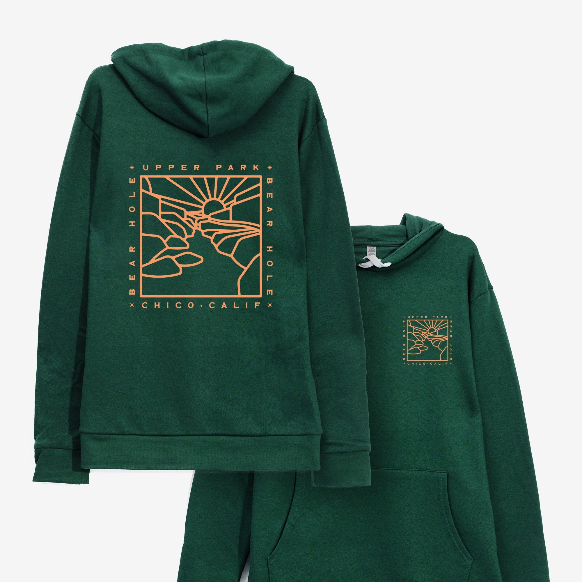 Bear Hole Monoline Hoodie Sweatshirt -  Bidwell Park - Upper Park Clothing, Chico CA