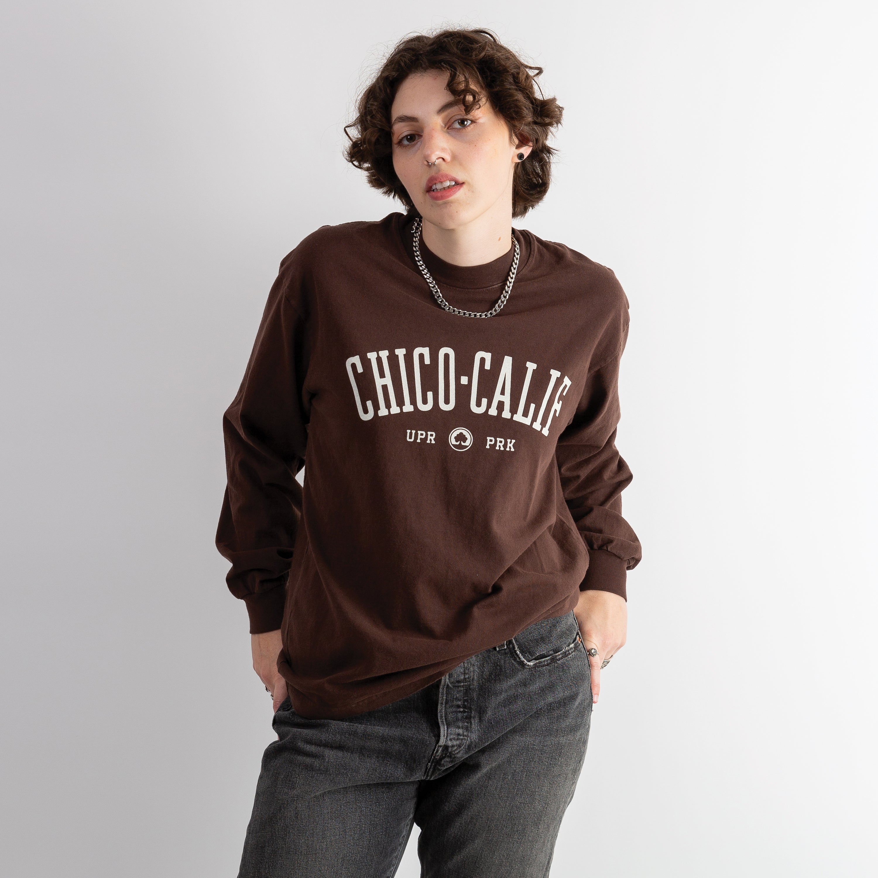 Chico Collegiate Long Sleeve Shirt - Mock Neck Style - Upper Park Clothing - Chico, CA