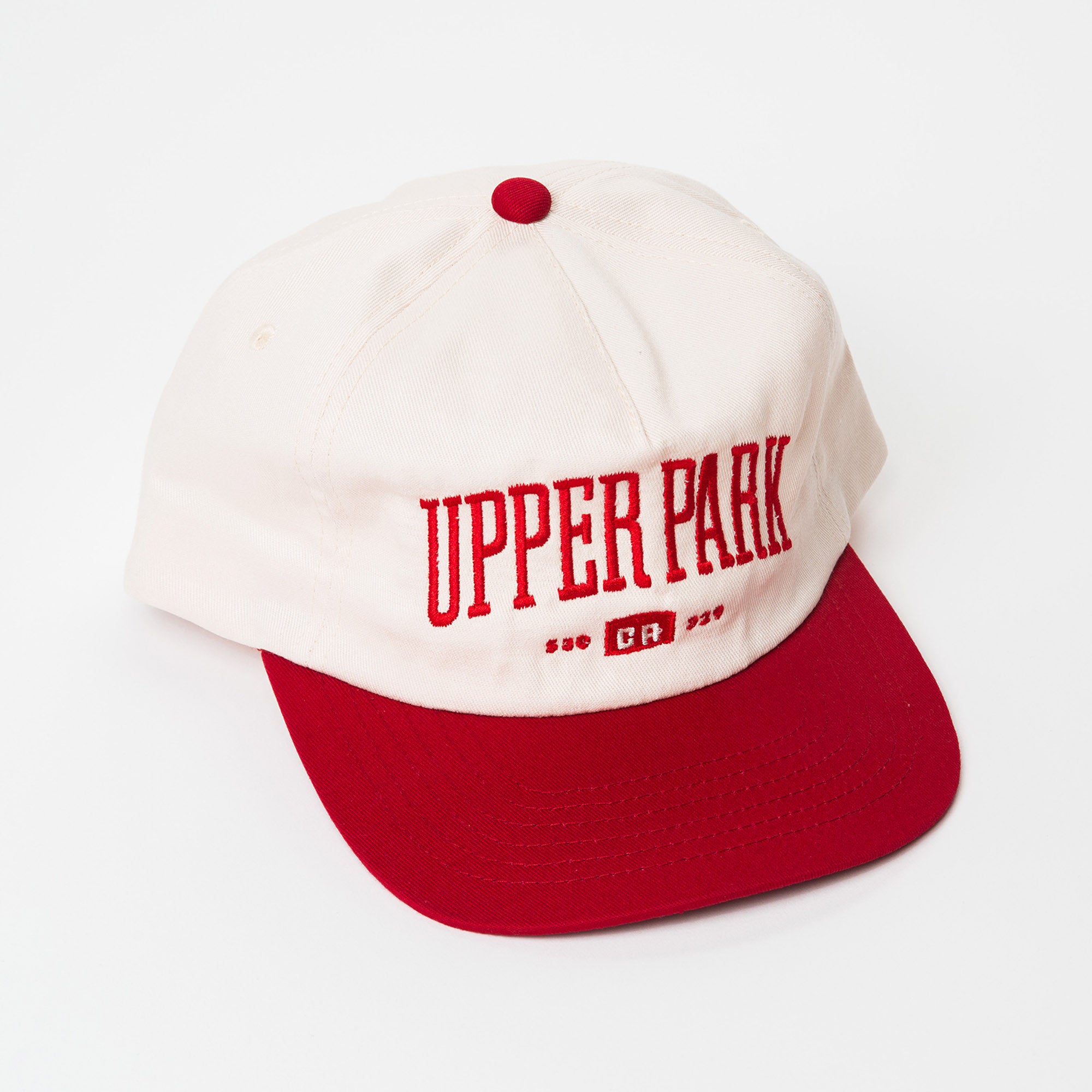 Upper Park Clothing - College Town Hat - Two Tone Vintage Style Hat Cardinal - Chico, Ca