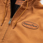 Brown jacket with 'Upper Park' logo on a white background - Cultivators Upper Park Duck Canvas Jacket