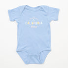 Light blue baby onesie with 'California Grown' text on a white background - Upper Park Baby Onesie California Collection