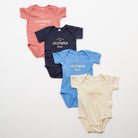 Four baby bodysuits in different colors with 'California Gurls' text on a white background - Upper Park Baby Onesie California Collection