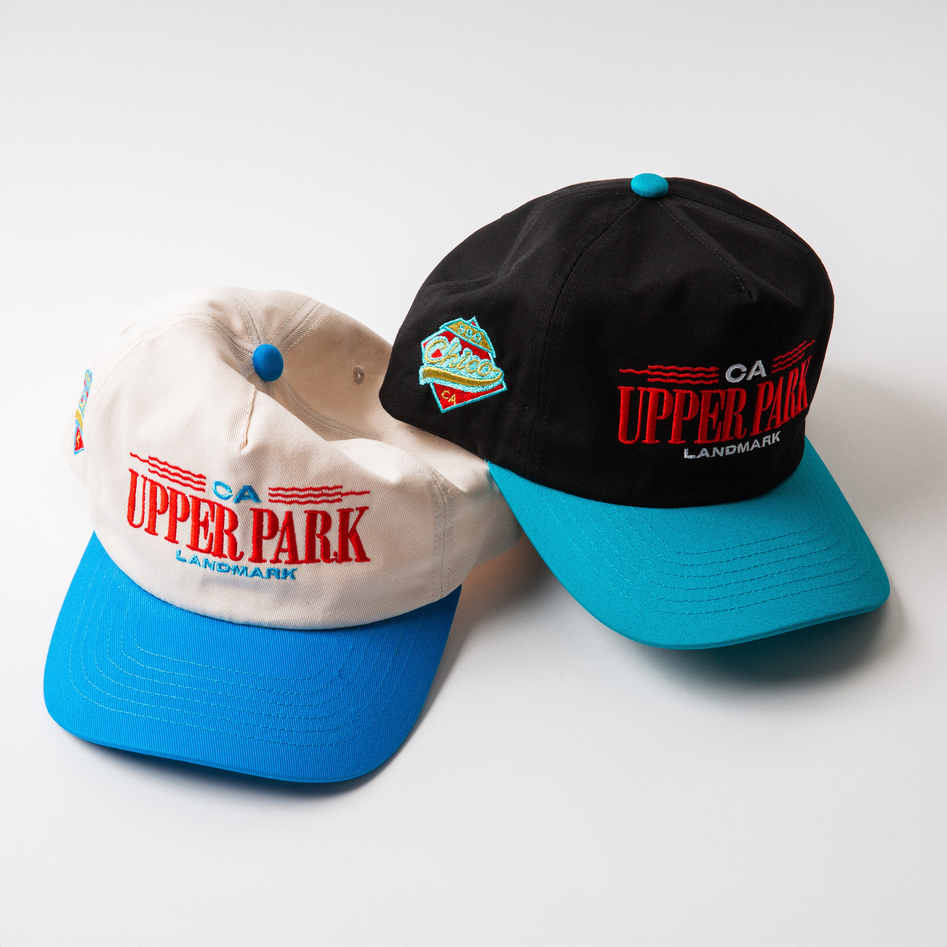 Memphis Upper Park Vintage Style Hat Two Tone Blue and Natural and Black and Teal - California Landmark Clothing