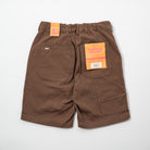 Men's Shorts Heavy Duck Canvas - Upper Park Clothing - Backside of Brown canvas shorts with tags on a white background