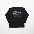 Black long-sleeve shirt with 'Upper Park' logo on a white background