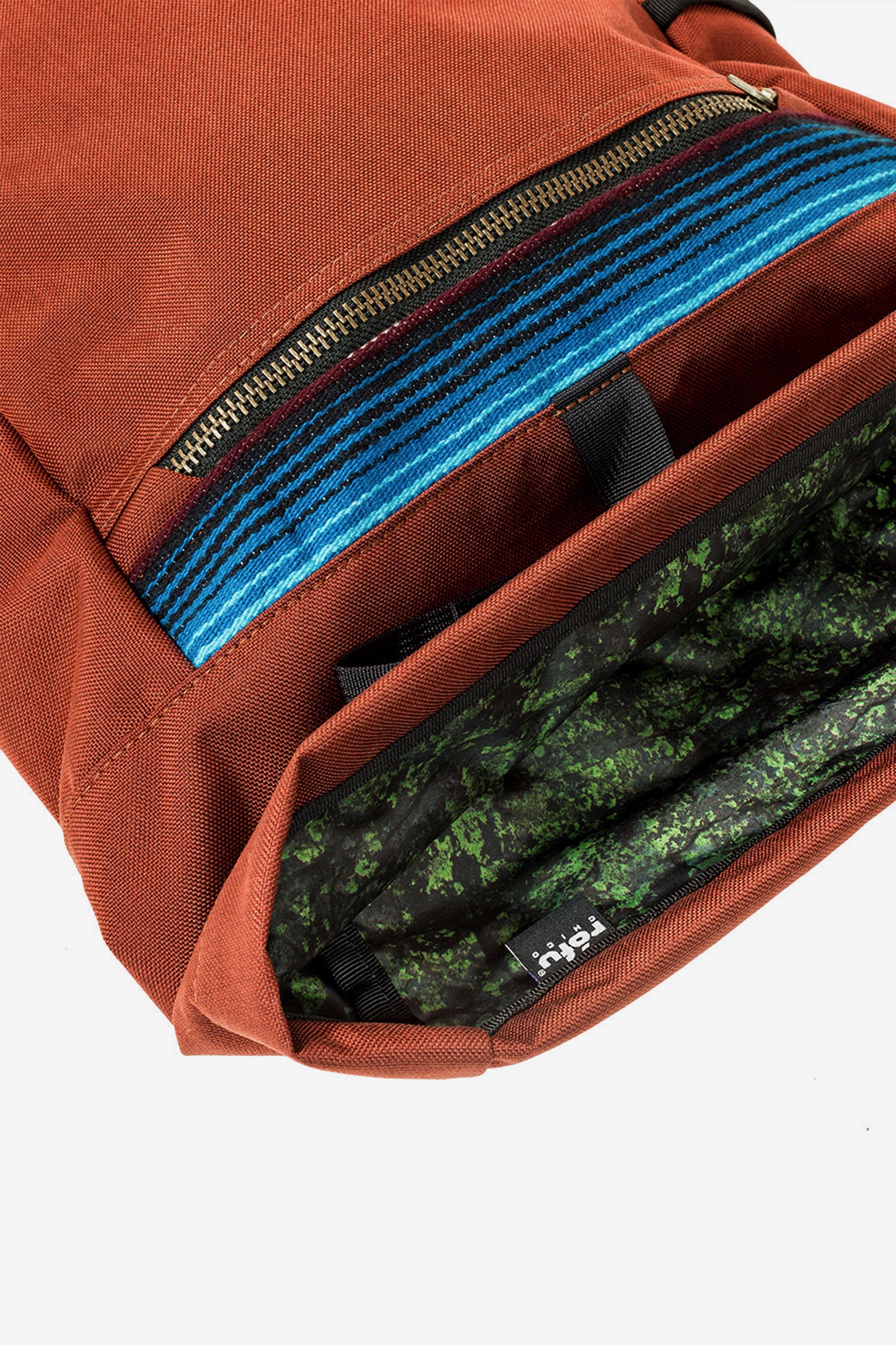 Sycamore Roll Top Backpack - Brick detail