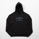 Black hoodie with 'Upper Park Sporting Goods' text on a white background - Upper Park Athletics Hoodie Set