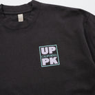 Black t-shirt with 'UP CALIFORNIA PK' logo on a plain background